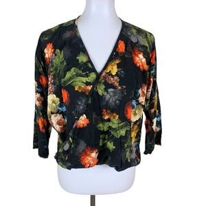 The Odells Floral Wrap Blouse Romantic Cottagecore Long Sleeve Top Medium